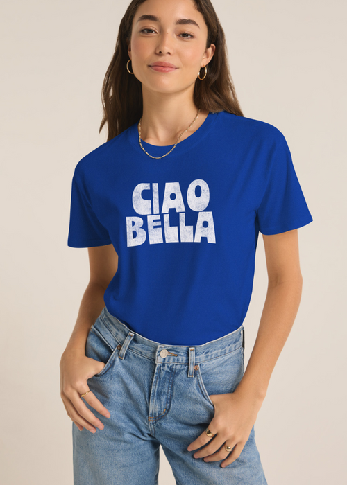 Z Supply Ciao Boyfriend Tee - Palace Blue-Hand In Pocket