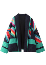 Lana Geometric Print Quilted Jacket-Hand In Pocket