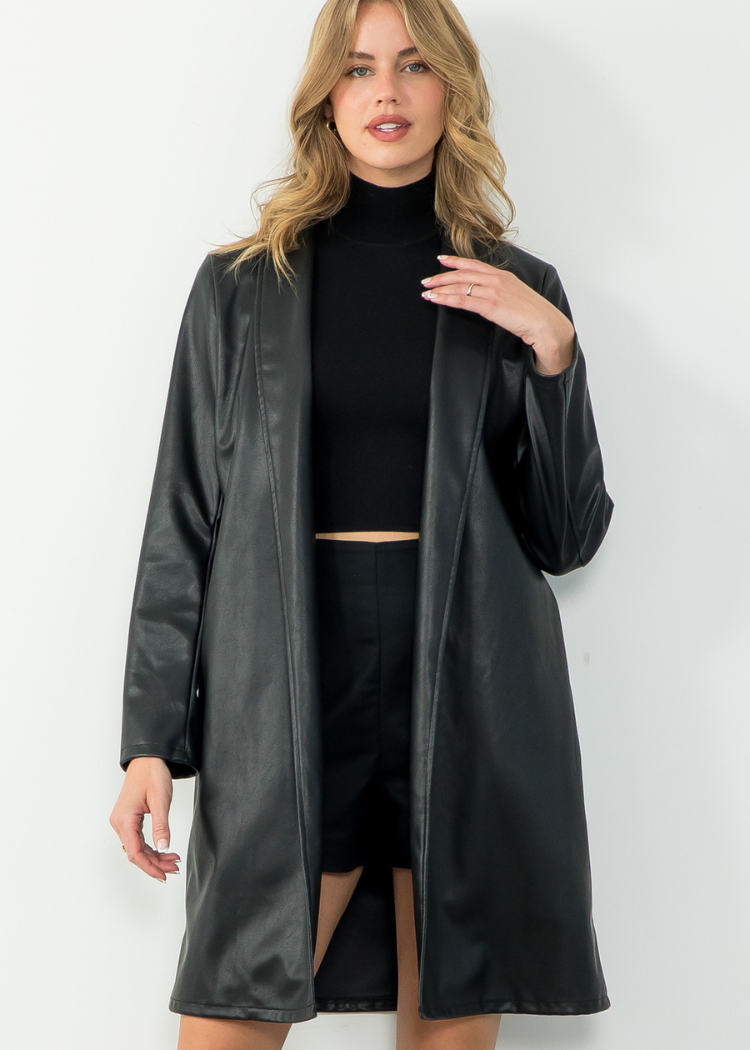 Camilla Leather Coat - Black-Hand In Pocket