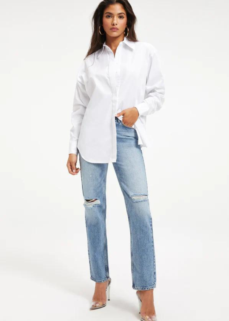 Good American Button 2.0 Shirt-White ***FINAL SALE***-Hand In Pocket