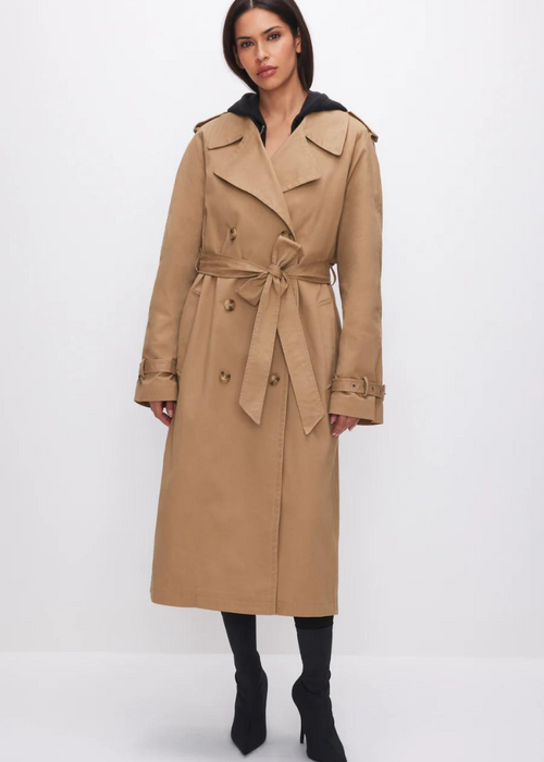 Good American Chino Trench Coat-Hand In Pocket