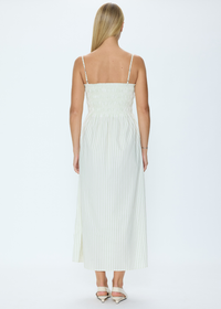 Pistola Bianca Dress - Sage Egret Stripe-Hand In Pocket
