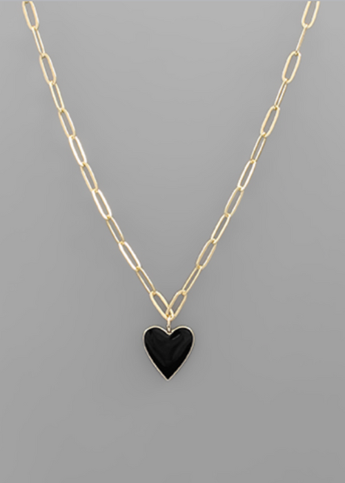 Anais Heart Necklace-Black-Hand In Pocket