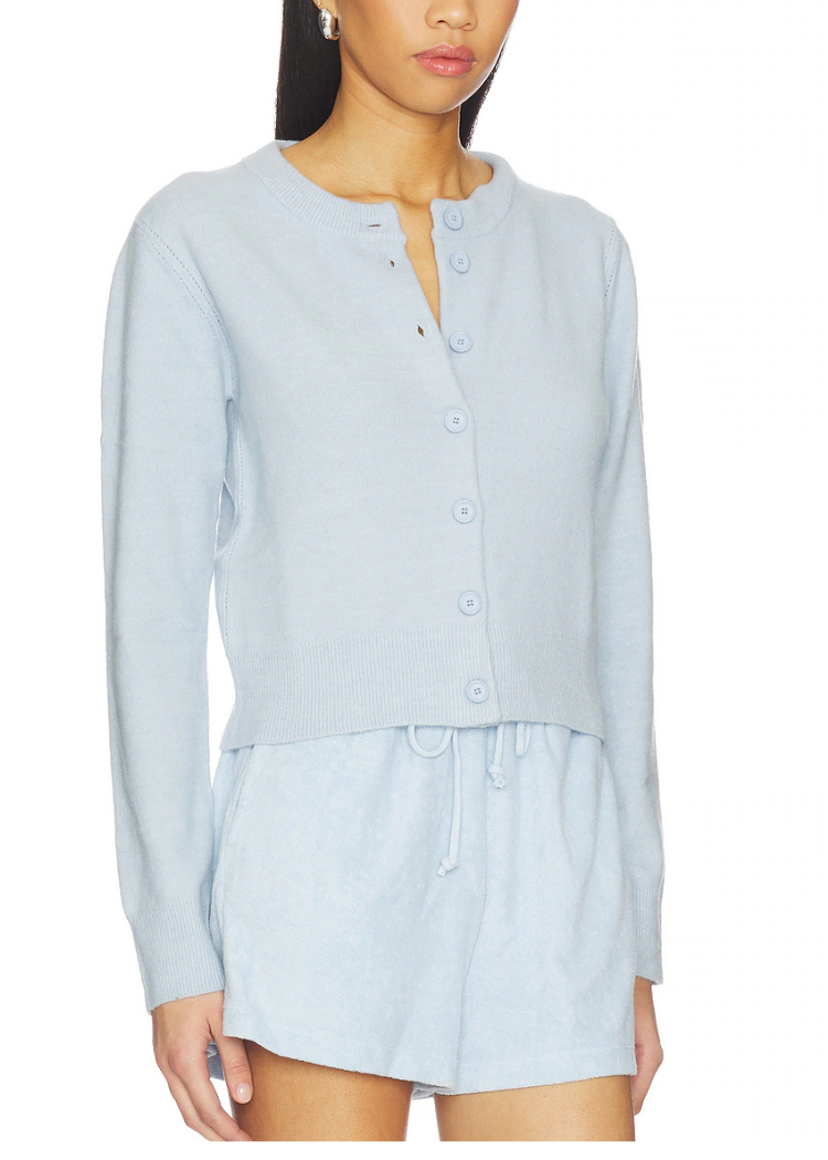 Bobi Classic Slim Cardigan- Cool Blue-Hand In Pocket
