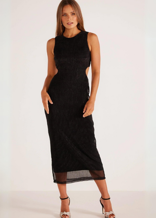Astrid Cutout Midi Dress - Black-Hand In Pocket