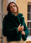 MINKPINK Raquel Fur Jacket - Dark Green-Hand In Pocket