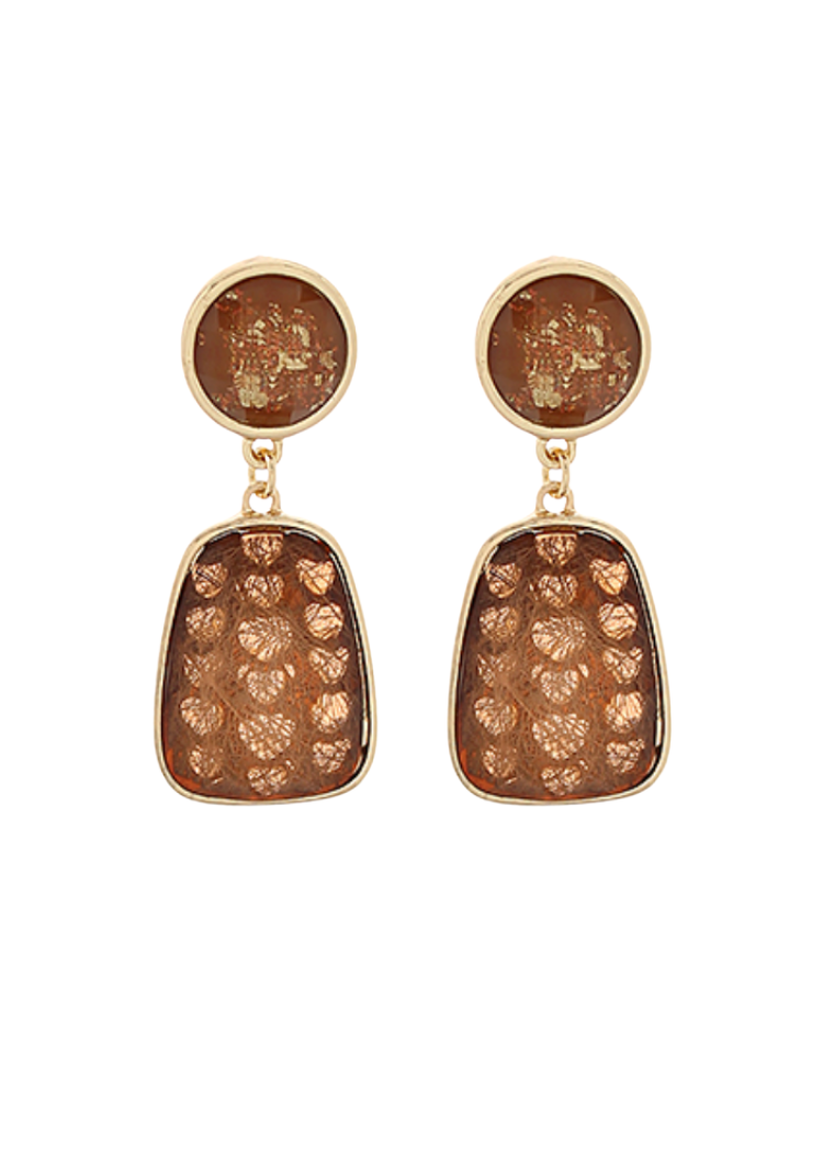 Flavia Stone Drop Earrings - Brown/Gold-Hand In Pocket