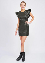 Layne Mini Dress - Olive-Hand In Pocket