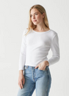 Emma 3/4 Sleeve Crop Tee - White-Hand In Pocket