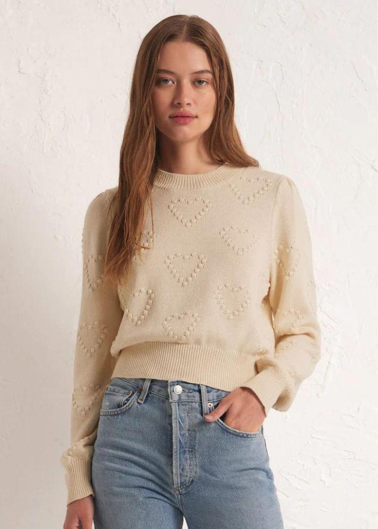 Z Supply All We Need Is Love Sweater-Hand In Pocket