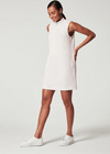 Spanx Airessentials Mock Neck Dress-White Cloud-Hand In Pocket
