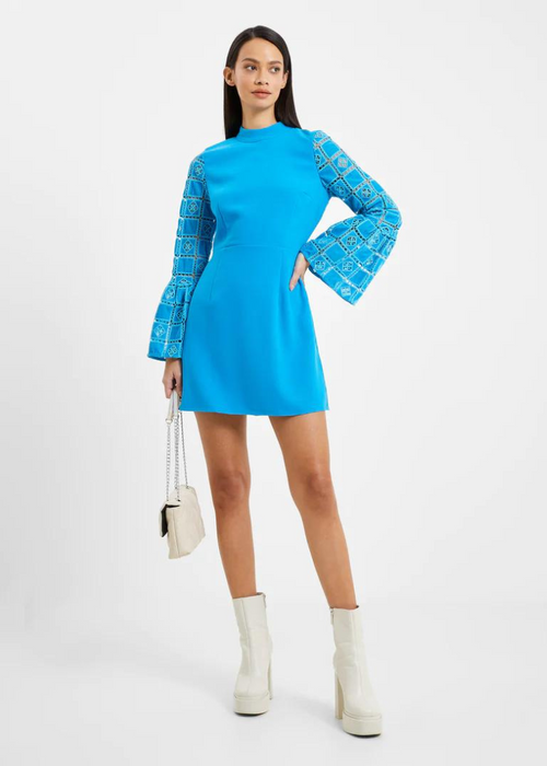 French Connection Garnet Velvet Lace Mini Dress-Hand In Pocket