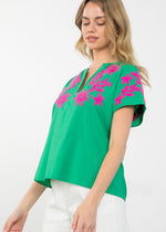 THML Delilah S/S Embroidered Top-Hand In Pocket