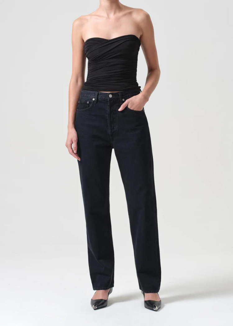 Agolde 90's Pinch Waist Pant - Crushed Black ***FINAL SALE***-Hand In Pocket