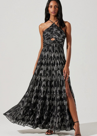 ASTR The Label Madeline Halter Dress - Black/Silver ***FINAL SALE***-Hand In Pocket