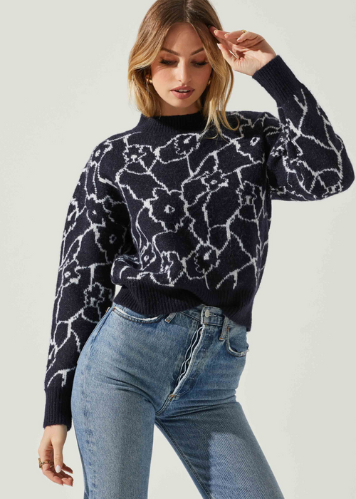 ASTR The Label Saira Sweater-Navy-Hand In Pocket