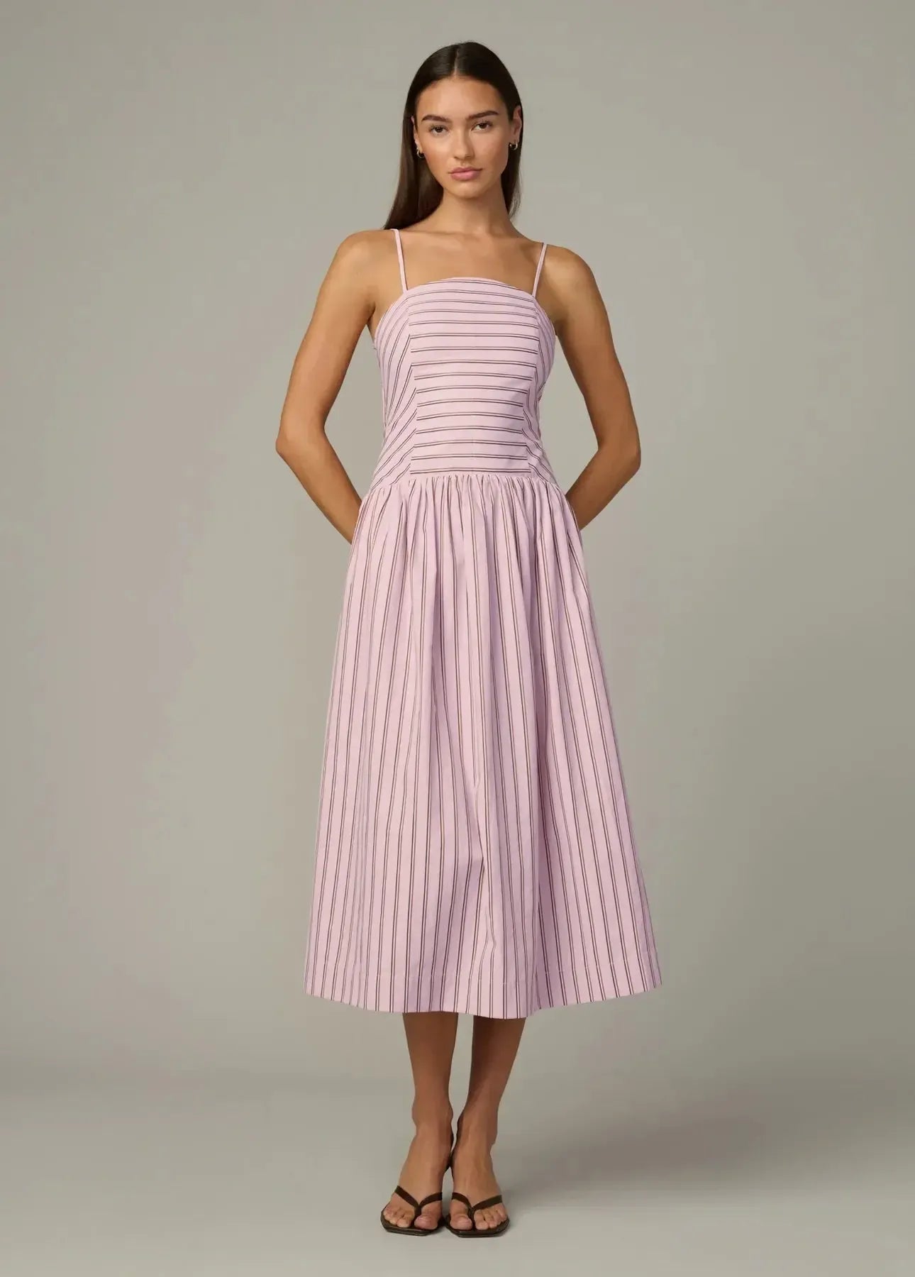 Joe's Jeans Mara Maxi Dress - Blush Pink Stripe-Hand In Pocket