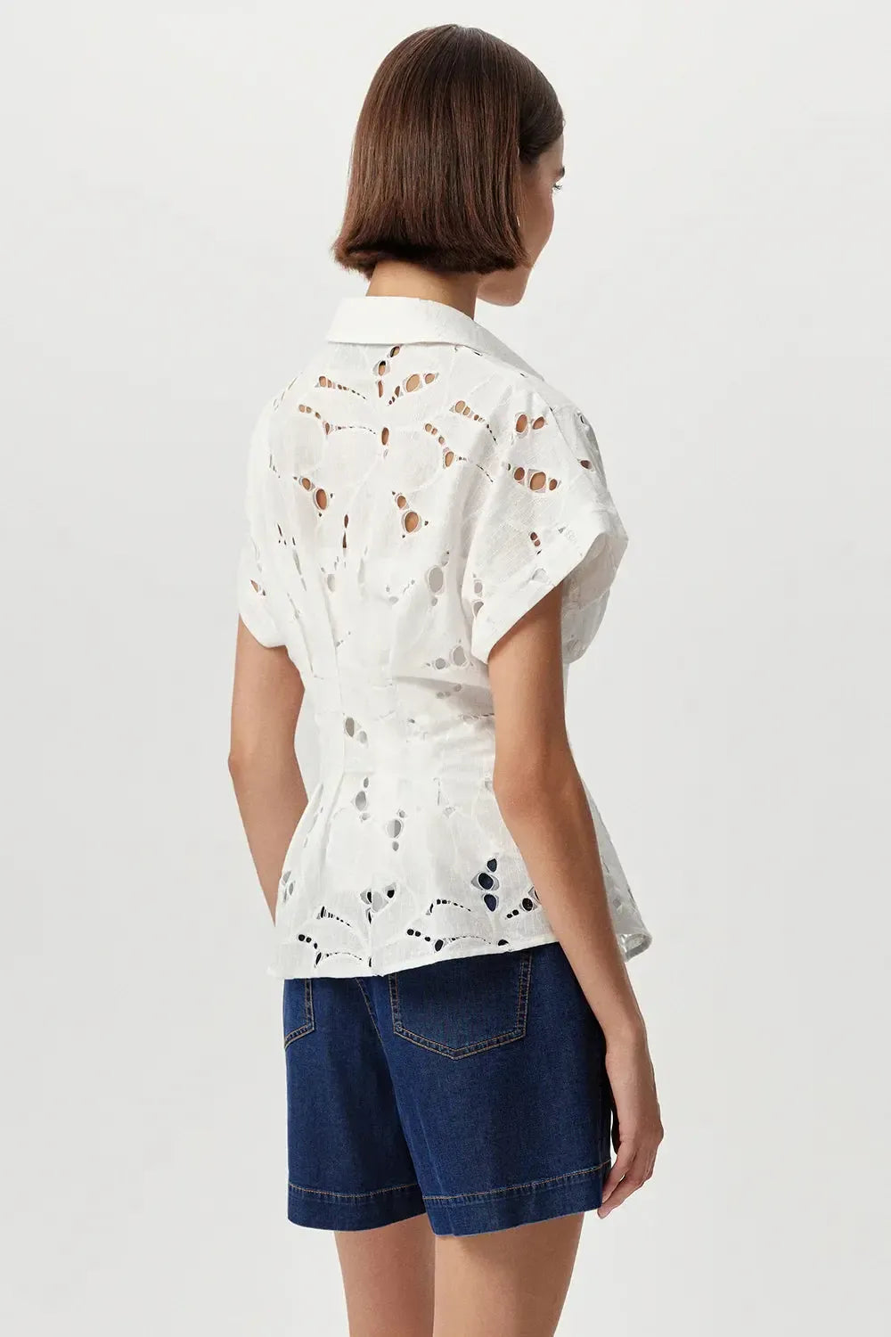 Exquise Adalene Cutwork Shirt - Bone-Hand In Pocket