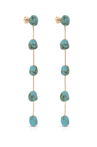 Dripping Turquoise Delicate Drop Earrings: Turquoise with 18k Gold Plating / One Size-Hand In Pocket