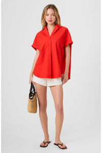 French Connection Rhodes Poplin Blouse - Candy Apple Red