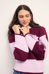 MINKPINK Freja Stripe Chunky Knit Jumper - Violet/Wine-Hand In Pocket