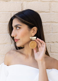 Layne Wedge Rattan Earrings-Hand In Pocket
