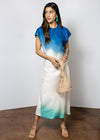 Isla Short Sleeve Ombre Dress-Blue-Hand In Pocket
