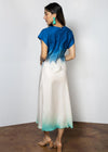 Isla Short Sleeve Ombre Dress-Blue-Hand In Pocket