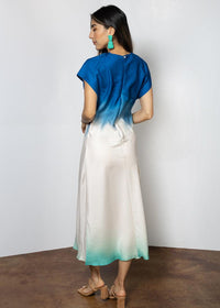Isla Short Sleeve Ombre Dress-Blue-Hand In Pocket