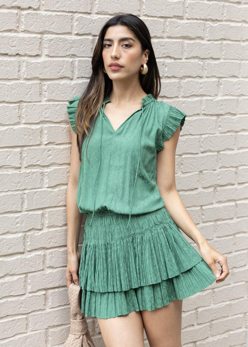 Scarlett Leopard Tiered Mini Dress-Leaf Green ***FINAL SALE***|Extra 25% off w/code:summer25|-Hand In Pocket