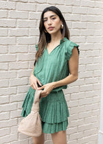Scarlett Leopard Tiered Mini Dress-Leaf Green ***FINAL SALE***|Extra 25% off w/code:summer25|-Hand In Pocket