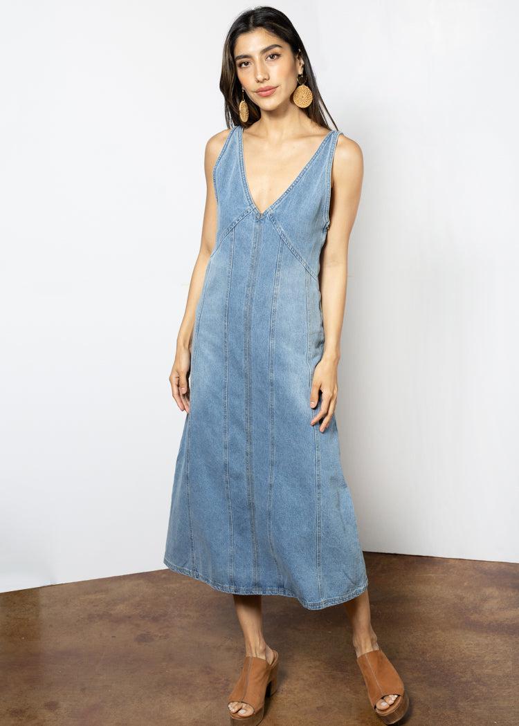 Jessica Denim Midi Dress-Hand In Pocket