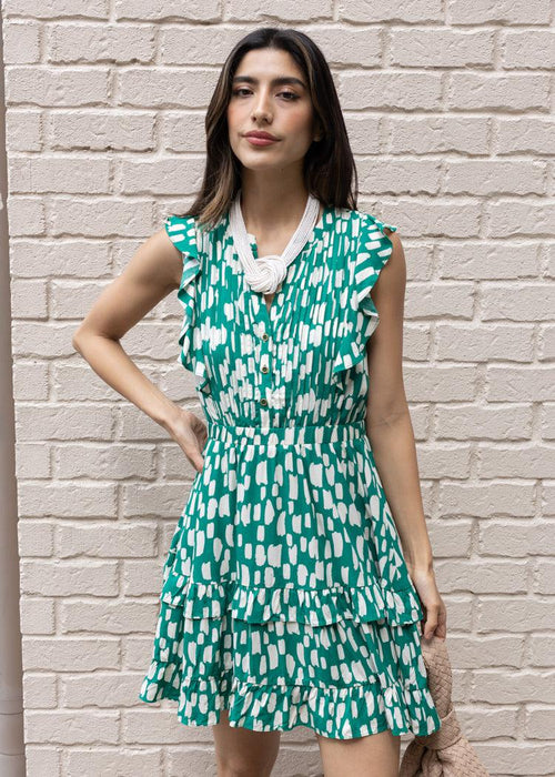 THML Charlotte Print Dress - Green-Hand In Pocket