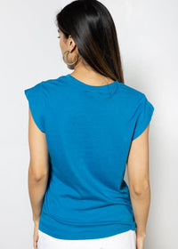 Michael Stars Joey Power Shoulder Tee - Pacific ***FINAL SALE***-Hand In Pocket