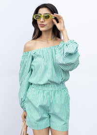 Louie Stripe Shorts-Hand In Pocket