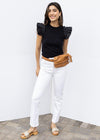 Gillian Ruffle Knit Top-Black-Hand In Pocket