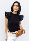 Gillian Ruffle Knit Top-Black-Hand In Pocket