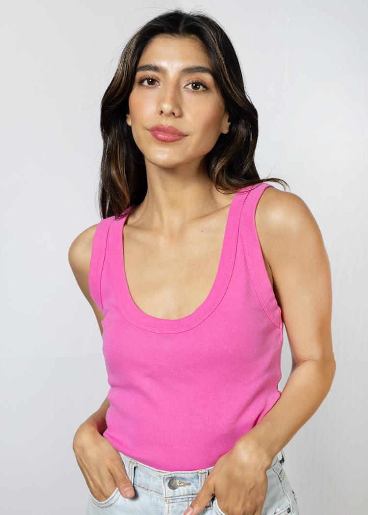 Michael Stars Elodie Crop Scoop Neck Tank-Azalea ***FINAL SALE***-Hand In Pocket