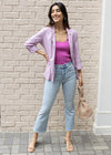 Claire Linen Blazer - Lilac-Hand In Pocket