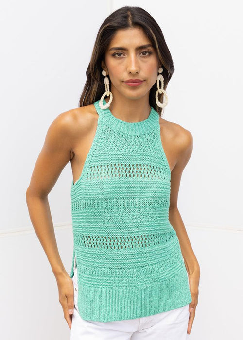 525 America Olivia Halter Tank-Cyan ***FINAL SALE***-Hand In Pocket