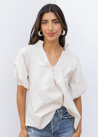 Nazim Puff Sleeve Top-Hand In Pocket