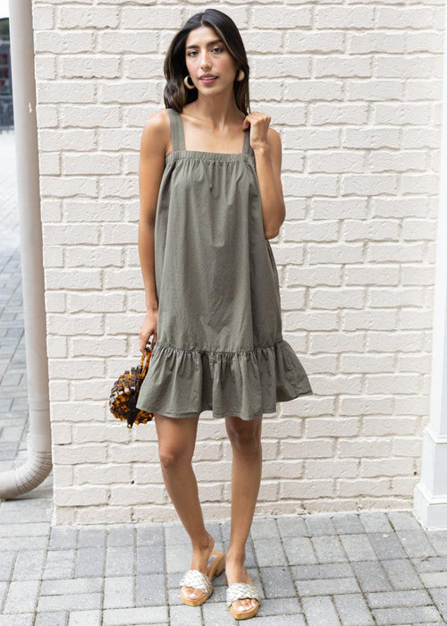Bobi Square Neck Short Dress-Troop-Hand In Pocket