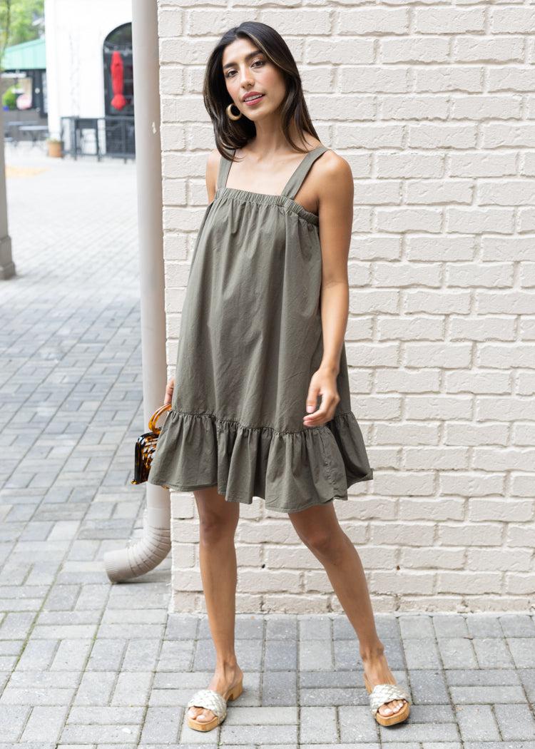 Bobi Square Neck Short Dress-Troop-***FINAL SALE***-Hand In Pocket