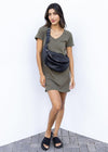 Bobi V-Neck T-Shirt Dress-Troop ***FINAL SALE***-Hand In Pocket