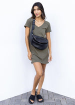 Bobi V-Neck T-Shirt Dress-Troop ***FINAL SALE***-Hand In Pocket