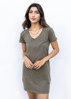 Bobi V-Neck T-Shirt Dress-Troop ***FINAL SALE***-Hand In Pocket