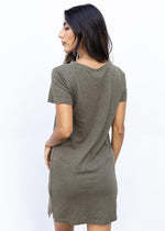 Bobi V-Neck T-Shirt Dress-Troop ***FINAL SALE***-Hand In Pocket