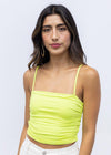 RD Style Riyan Ruched Tank - Sunny Lime ***FINAL SALE***-Hand In Pocket