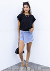 Acey Power Shoulder Tee- Black ***FINAL SALE***-Hand In Pocket