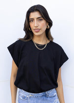 Acey Power Shoulder Tee- Black ***FINAL SALE***-Hand In Pocket